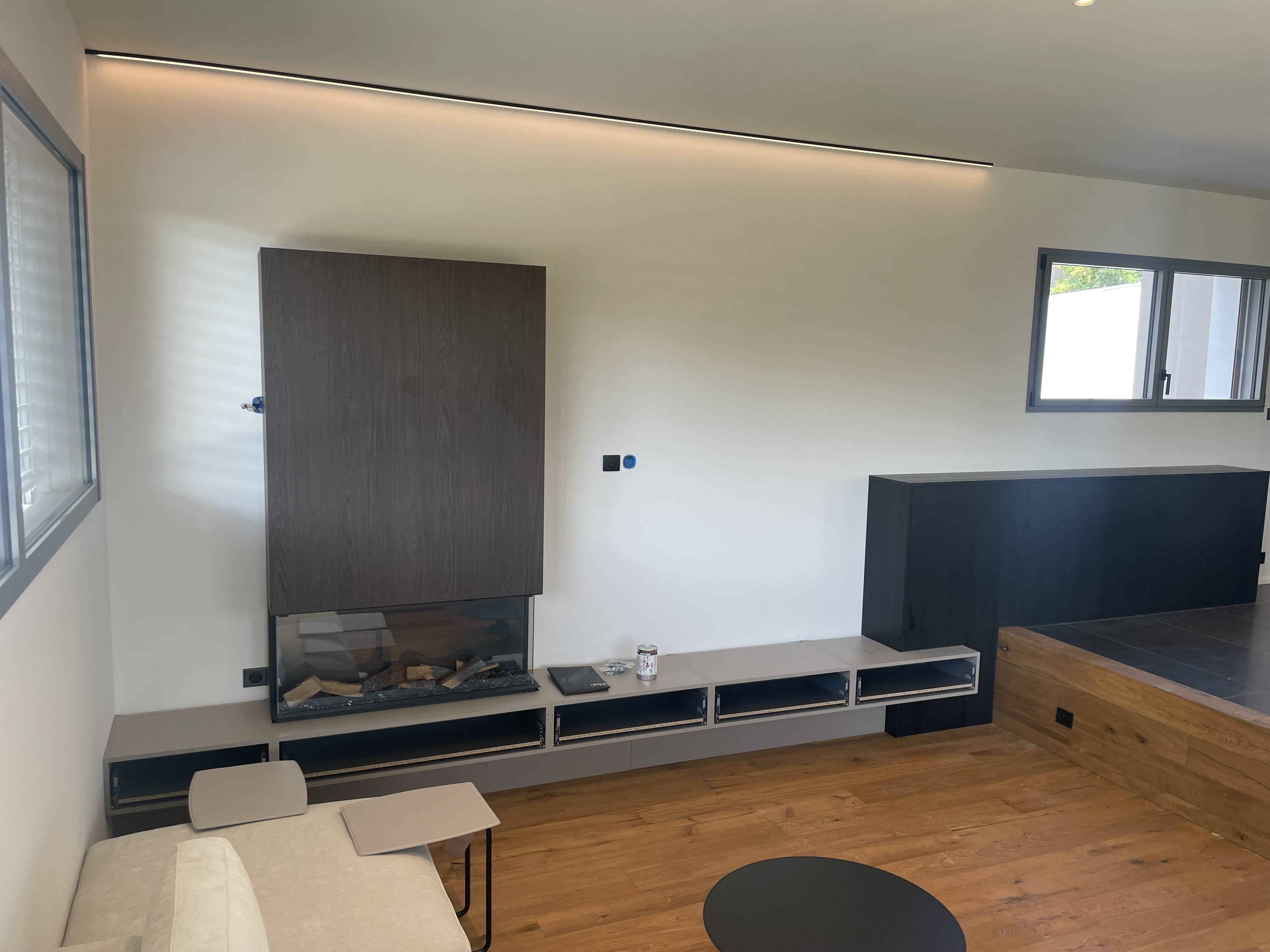 salon en demi-niveau