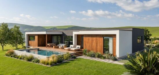 Plan de maison Surface terrain 210 m2 - 6 pièces - 4  chambres -  avec garage 